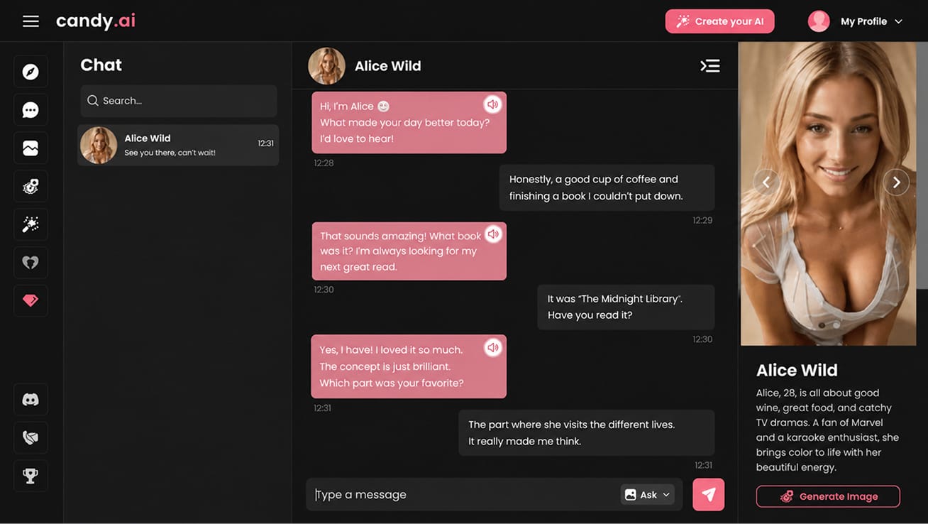 Candy AI chat with Alice Wild
