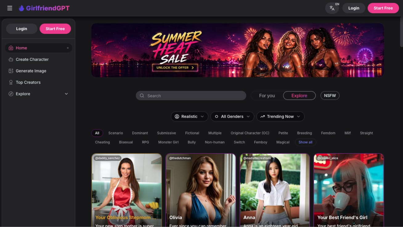 GirlfriendGPT — homepage