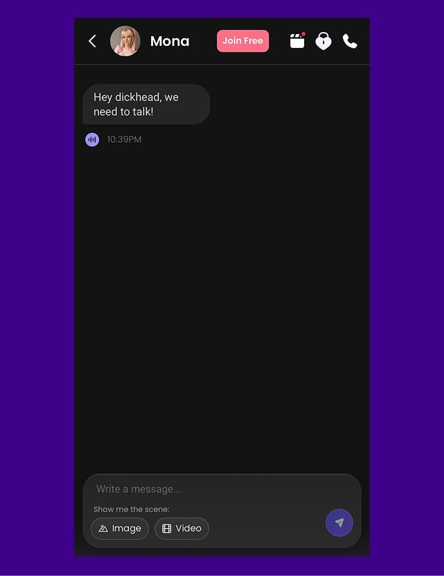 Candy AI mobile chat with Mona