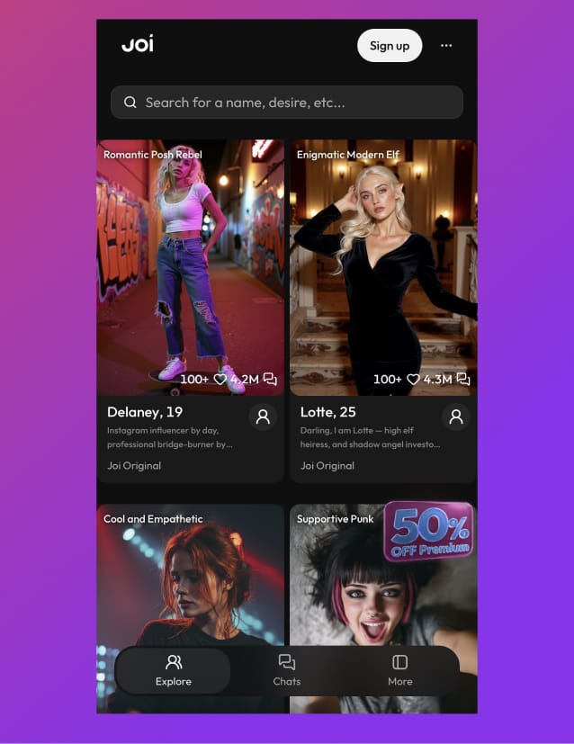 Joi AI mobile app